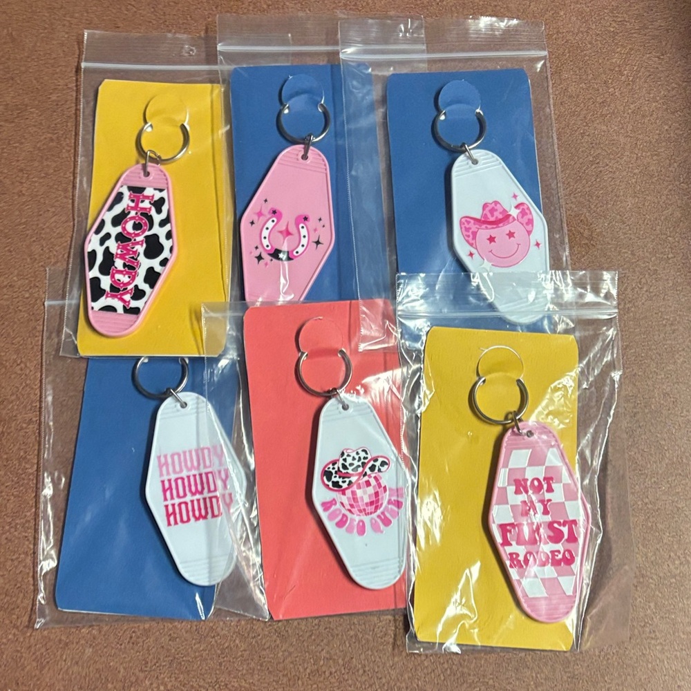 Pink & White Cowgirl Novelty Keychain Bundle